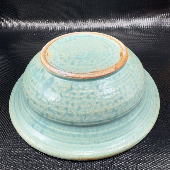 1980s Hand Made Pottery Dish Bowl Large Crystalline Glaze 8inch Recycle Center - Picture 12 of 14